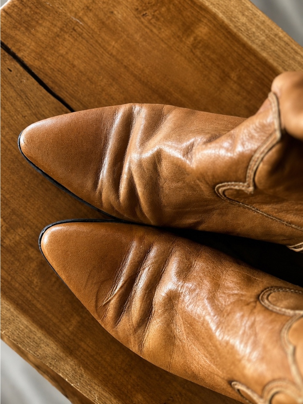 Vintage 1990s Laredo Brown Leather Western Pull-On Boots - Picture 8 of 11